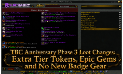 TBC Anniversary Phase 3 Loot Changes: Extra Tier Tokens, Epic Gems and No New Badge Gear
