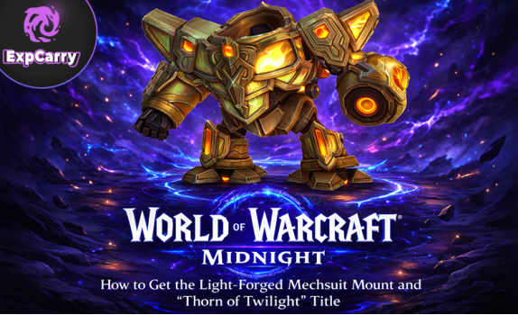 World of Warcraft: Midnight – So erhaltet ihr das Reittier „Lichtgeschmiedeter Mechanzug“ und den Titel „Dorn der Dämmerung“.