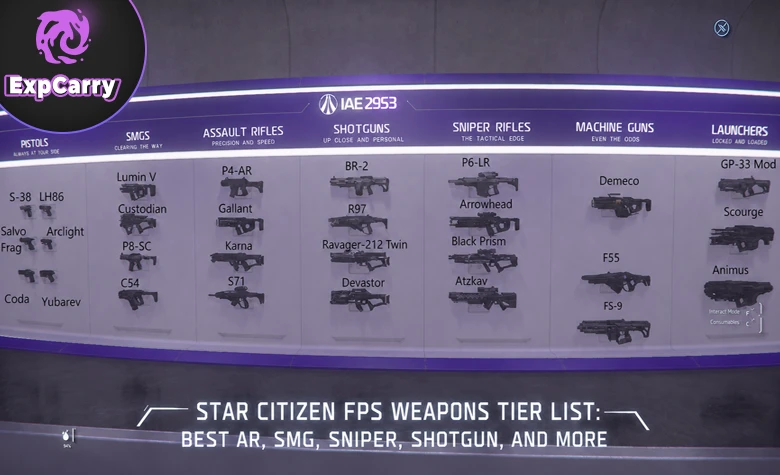 Star Citizen FPS Weapons Tier List: Best Guns for PvP & PvE Star Citizen FPS Weapons Tier List: Best Guns for PvP & PvE