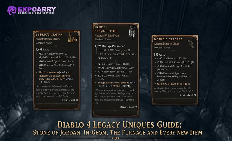 Guía de únicos heredados de Diablo 4: Stone of Jordan, In-Geom, The Furnace y todos los objetos nuevos Guía de únicos heredados de Diablo 4: Stone of Jordan, In-Geom, The Furnace y todos los objetos nuevos