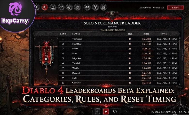 Classements de Diablo 4 en bêta : catégories, règles et calendrier des réinitialisations