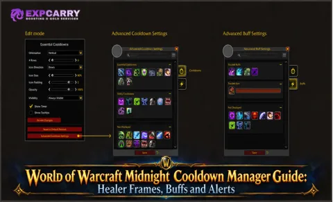 Guide du Cooldown Manager de World of Warcraft Midnight : cadres de soins, buffs et alertes