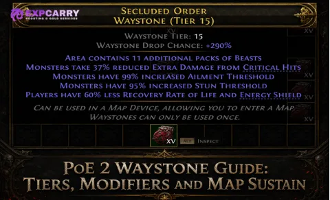 Guía de Waystones de PoE 2: niveles, modificadores y mantenimiento de mapas