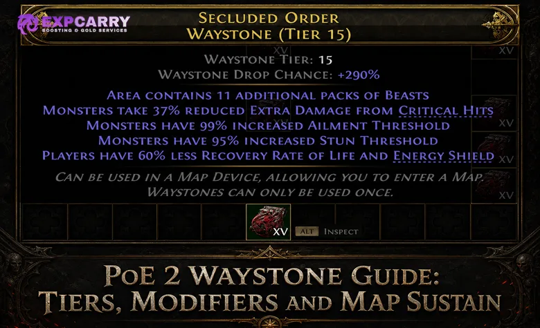 Guía de Waystones de PoE 2: niveles, modificadores y mantenimiento de mapas