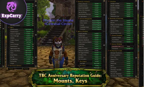 Guide des réputations de TBC Anniversary : montures et clés