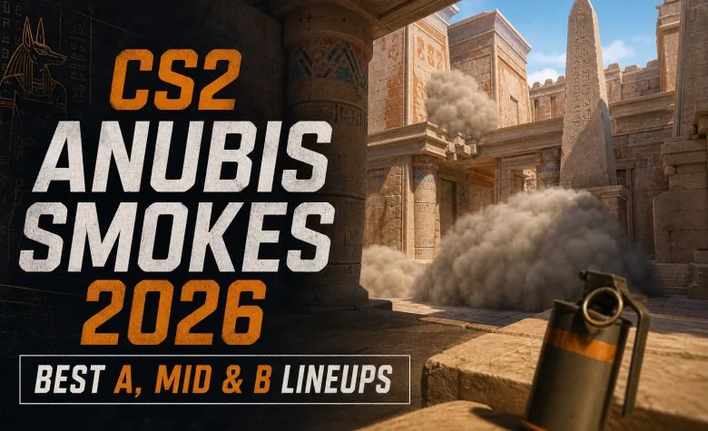 CS2 Anubis Smokes 2026: Best A, Mid & B Lineups