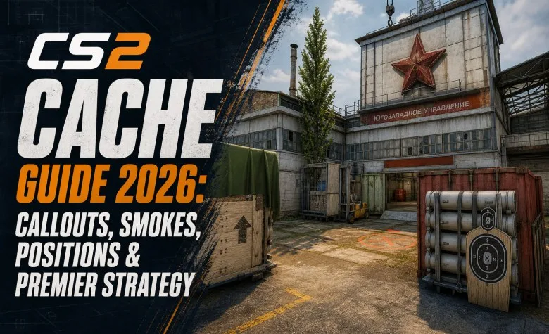 CS2 Cache Guide 2026: Callouts, Smokes, Positions & Premier Strategy CS2 Cache Guide 2026: Callouts, Smokes, Positions & Premier Strategy