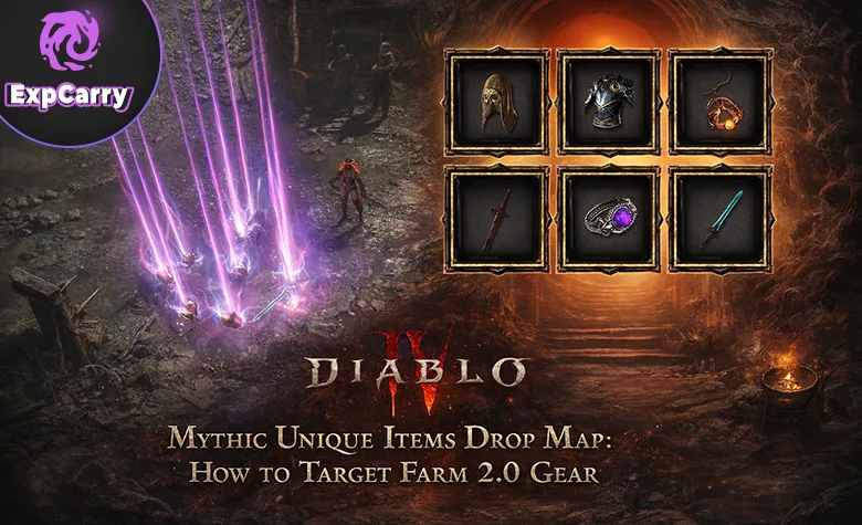 Mapa de drops de objetos únicos míticos de Diablo 4: cómo farmear equipo 2.0 de forma selectiva