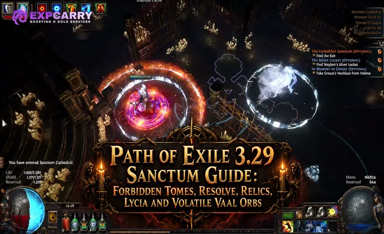 Guide du Sanctuaire de Path of Exile 3.29 : Tomes interdits, Résolution, reliques, Lycia et orbes vaal volatiles