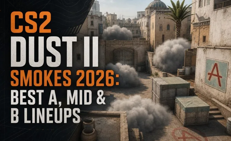 CS2 Dust II Smokes 2026: Best A, Mid & B Lineups