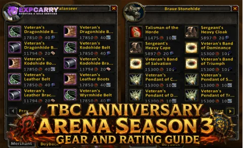 Guía de equipo y rating de la temporada 3 de arena de TBC Anniversary