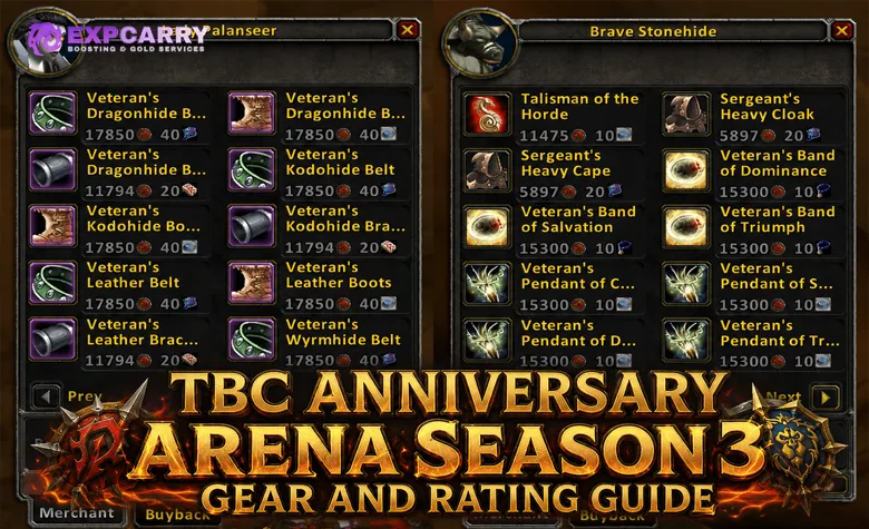 Guía de equipo y rating de la temporada 3 de arena de TBC Anniversary