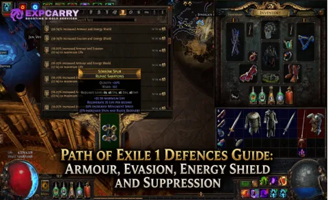 Guía de defensas de Path of Exile 1: armadura, evasión, escudo de energía y supresión