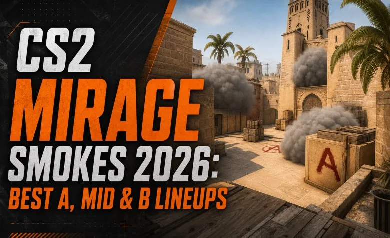 CS2 Mirage Smokes 2026: Best A, Mid & B Lineups