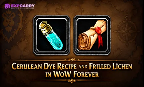 Recette de Cerulean Dye et Frilled Lichen dans WoW Forever