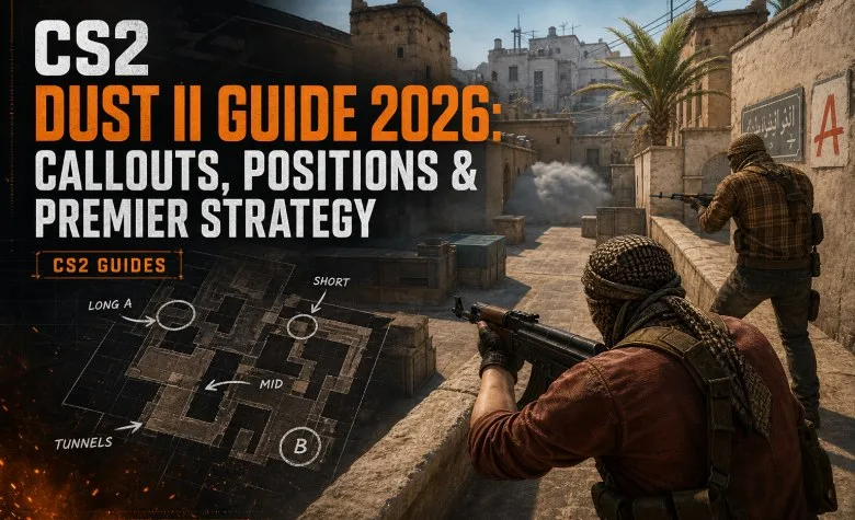 CS2 Dust II Guide 2026: Callouts, Positions & Premier Strategy CS2 Dust II Guide 2026: Callouts, Positions & Premier Strategy