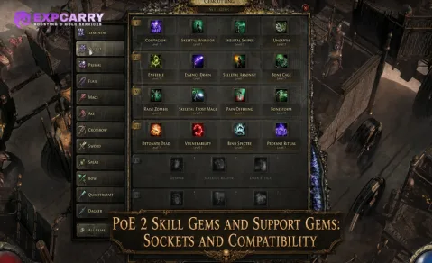 PoE 2: gemas de habilidad, gemas de asistencia, ranuras y compatibilidad