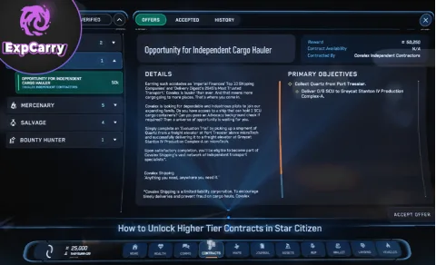 Guide des contrats de haut niveau dans Star Citizen 2026 : réputation et rangs de transport