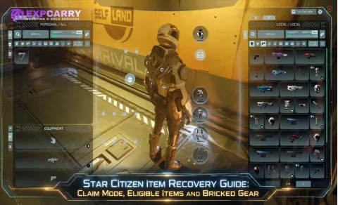 Guide de récupération des objets dans Star Citizen : Claim Mode, objets éligibles et équipement rendu inutilisable