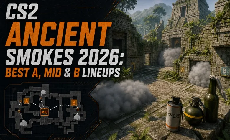 CS2 Ancient Smokes 2026: Best A, Mid & B Lineups CS2 Ancient Smokes 2026: Best A, Mid & B Lineups