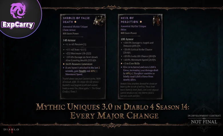 Únicos míticos 3.0 en Diablo 4 Temporada 14: todos los cambios principales