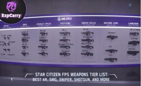 Tier list des armes FPS de Star Citizen : les meilleures armes pour le PvP et le PvE