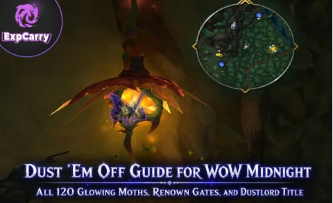 Guía de Dust 'Em Off para WoW Midnight: las 120 polillas brillantes, los niveles de Renombre y el título Dustlord