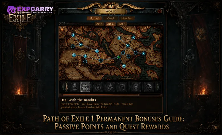 Guía de bonificaciones permanentes de Path of Exile 1: puntos pasivos y recompensas de misión