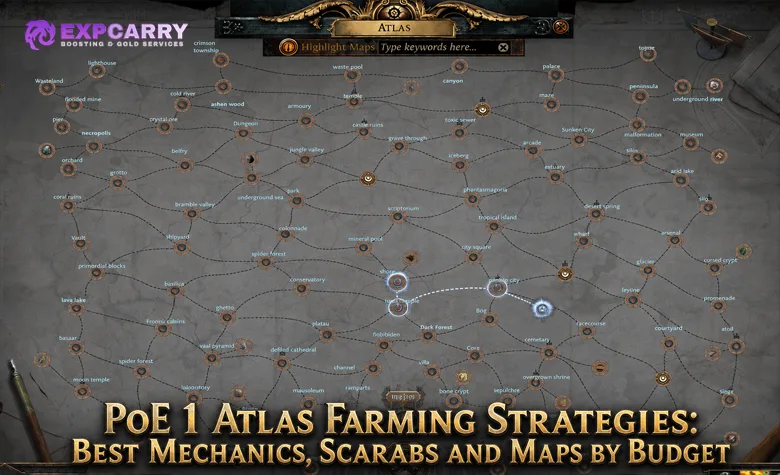 Stratégies de farm de l’Atlas de PoE 1 : meilleures mécaniques, Scarabs et cartes selon le budget