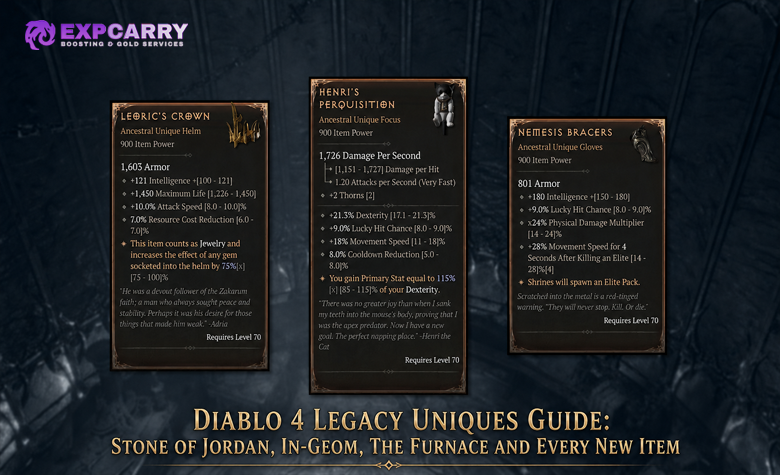 Diablo 4 Legacy Uniques Guide: Stone of Jordan, In-Geom, The Furnace and Every New Item