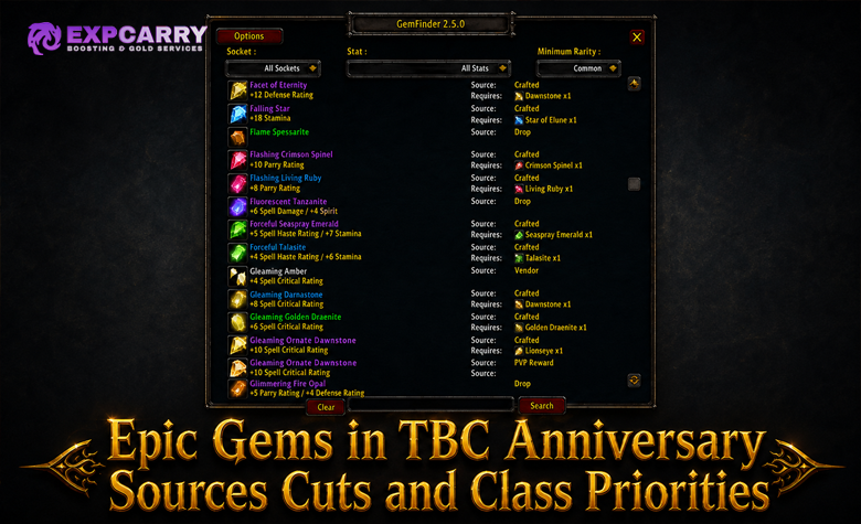 Epic Gems in TBC Anniversary Sources Cuts and Class Priorities Epic Gems in TBC Anniversary Sources Cuts and Class Priorities