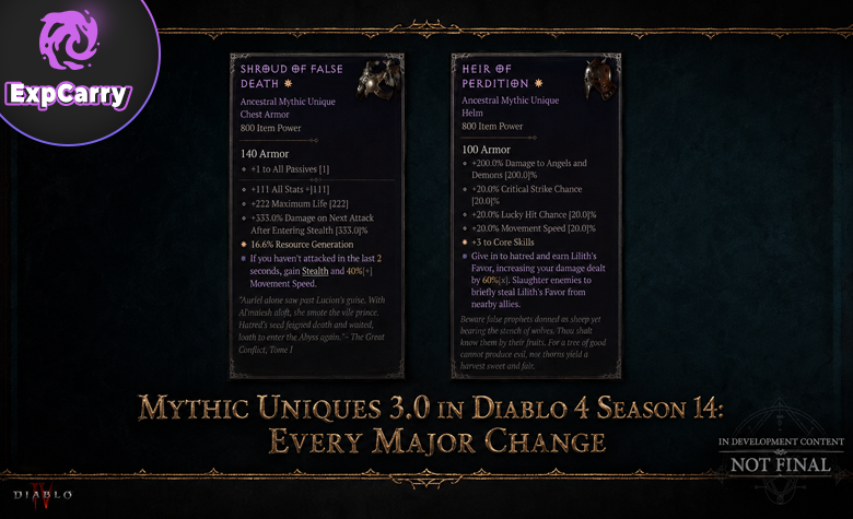 Mythic Uniques 3.0 in Diablo 4 Season 14: Every Major Change Mythic Uniques 3.0 in Diablo 4 Season 14: Every Major Change