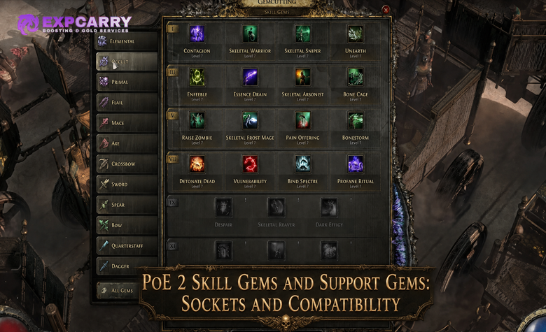 PoE 2 Skill Gems and Support Gems: Sockets and Compatibility