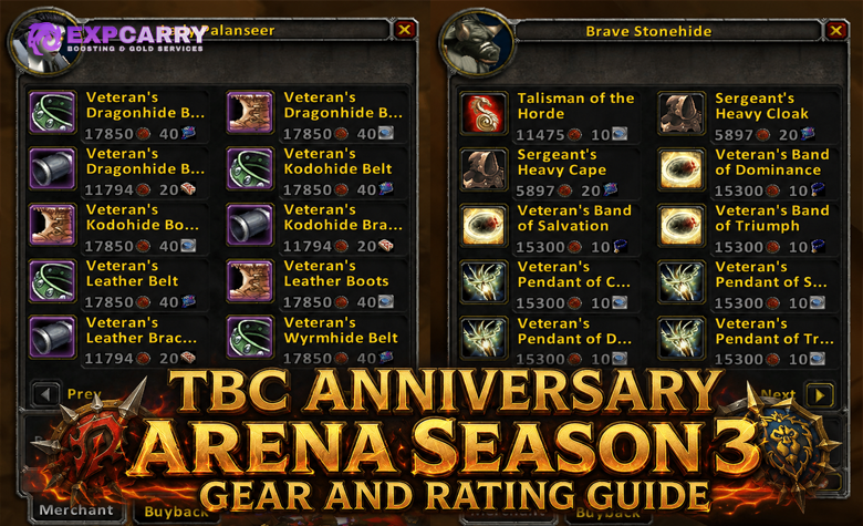 TBC Anniversary Arena Season 3 Gear and Rating Guide