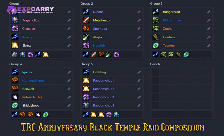 TBC Anniversary Black Temple Raid Composition