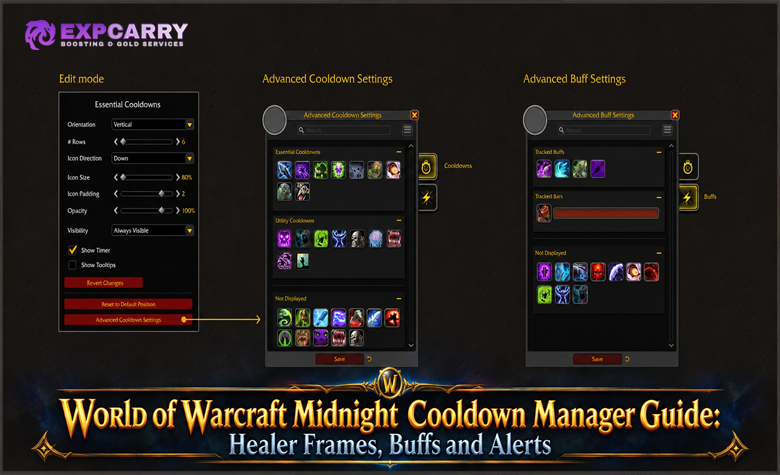 World of Warcraft Midnight Cooldown Manager Guide: Healer Frames, Buffs and Alerts